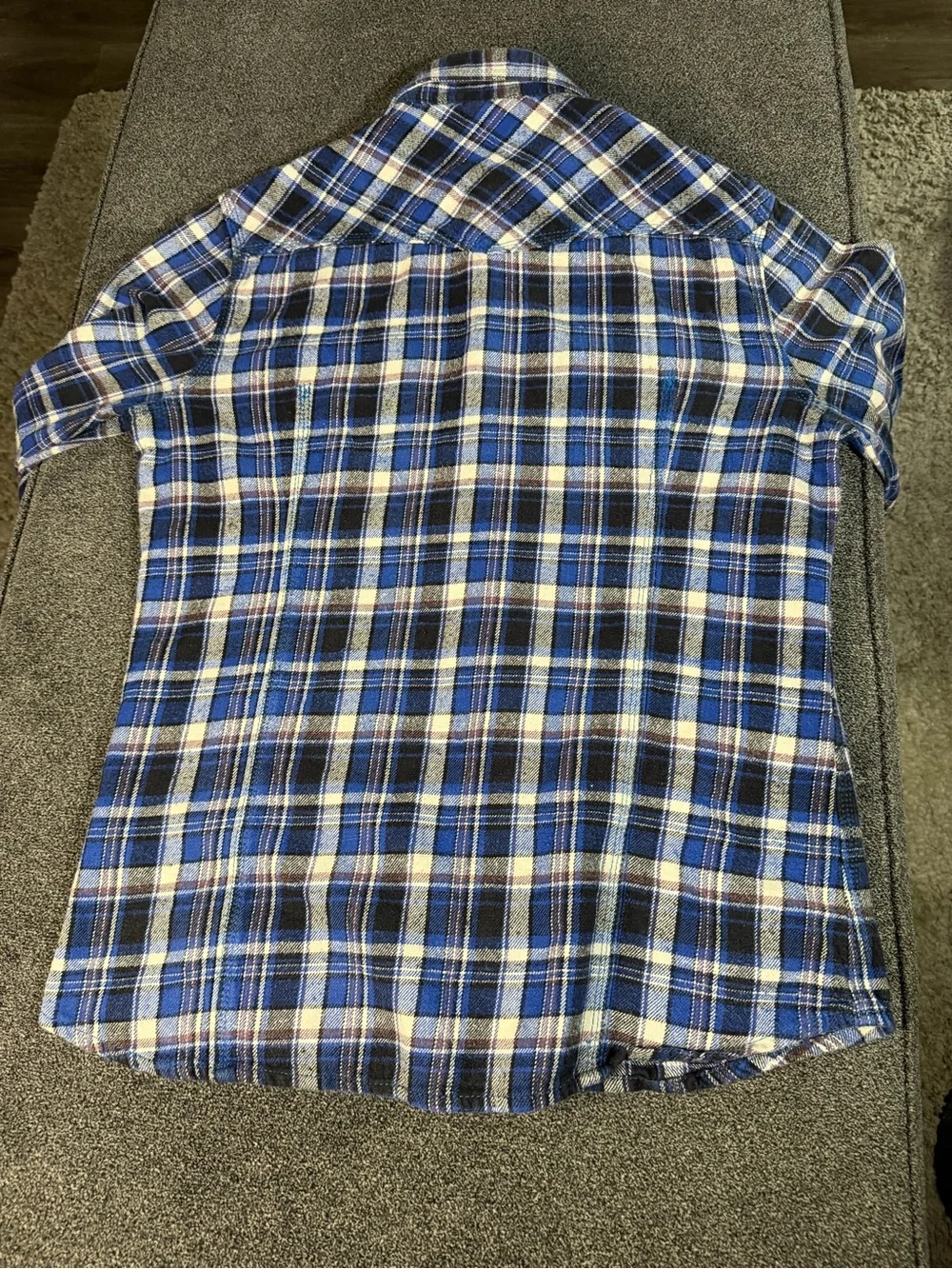 True Religion Men's Blue Plaid Casual Button-Down Shirt